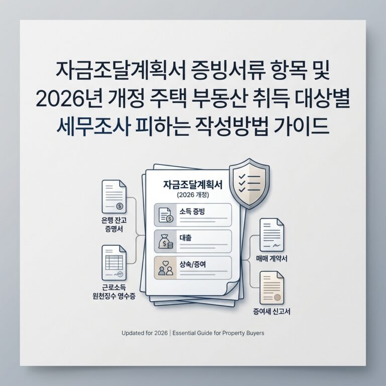 자금조달계획서 증빙서류 항목 및 2026년 개정 주택 부동산 취득 대상별 세무조사 피하는 작성방법 가이드